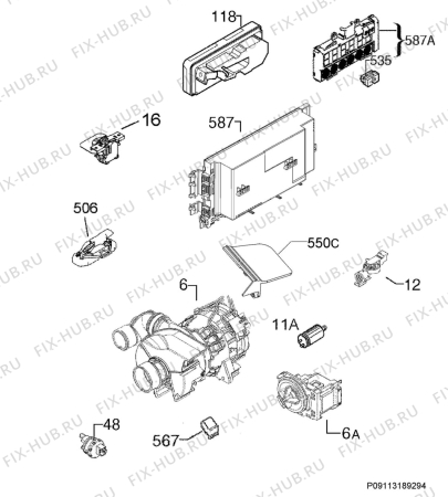 Взрыв-схема посудомоечной машины Zanker KDF60012WE - Схема узла Electrical equipment 268